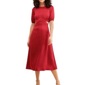 Anthropologie Cut Out Satin Midi Dress Size 2